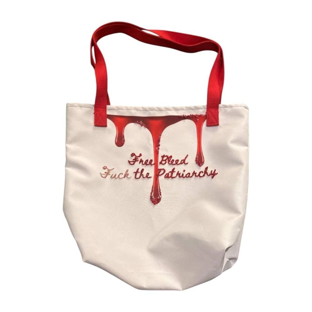 Free Bleed Collection, handmade, hand-beaded tote, o/s